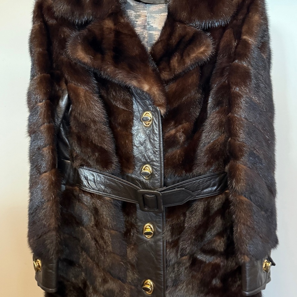 Vintage Chevron Mahogany Mink Jacket